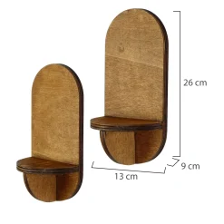 Mensola Marrone Naturale 2 Ripiani set da 2 13x9x26h cm, Sfumatura Colore Struttura Naturale - Buccheri