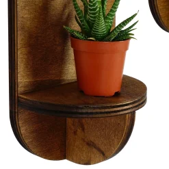 Mensola Marrone Naturale 2 Ripiani set da 2 13x9x26h cm, Sfumatura Colore Struttura Naturale - Buccheri