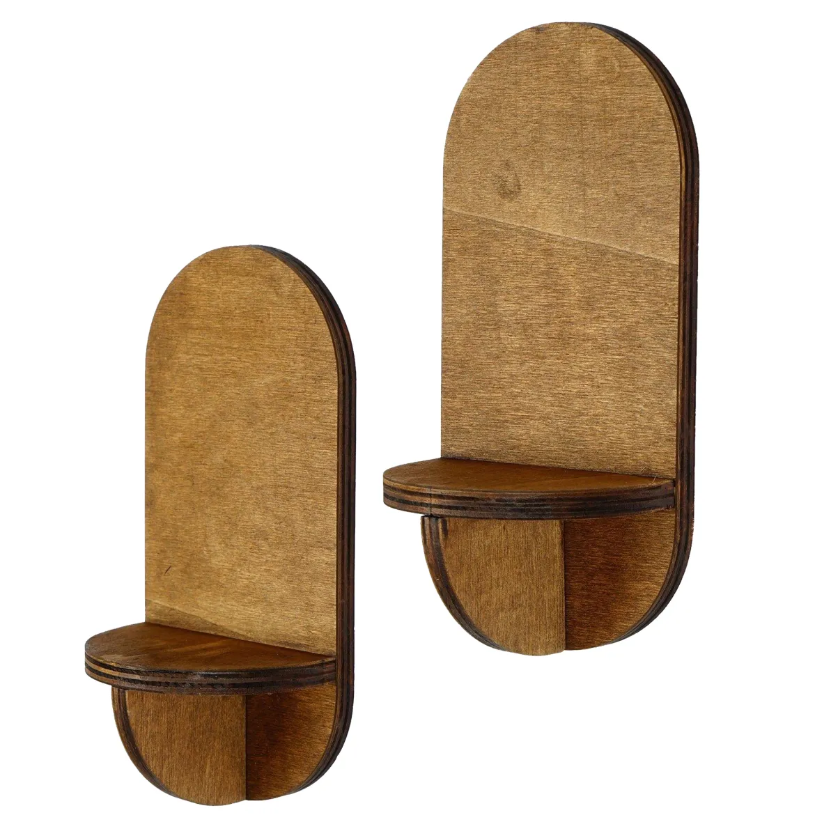 Mensola Marrone Naturale 2 Ripiani set da 2 13x9x26h cm, Sfumatura Colore Struttura Naturale - Buccheri