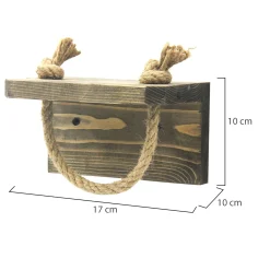 Mensola Marrone Naturale un Ripiano in Legno di Abete, Fatto a Mano 60x14x16h cm, Materiale Struttura in Metallo - Denice