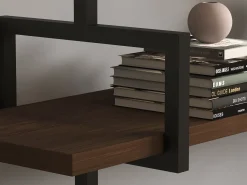 Mensola Marrone Noce Nero 3 Ripiani Colore Struttura Nero 87x23x76h cm, Materiale Struttura in Metallo - Vibrata