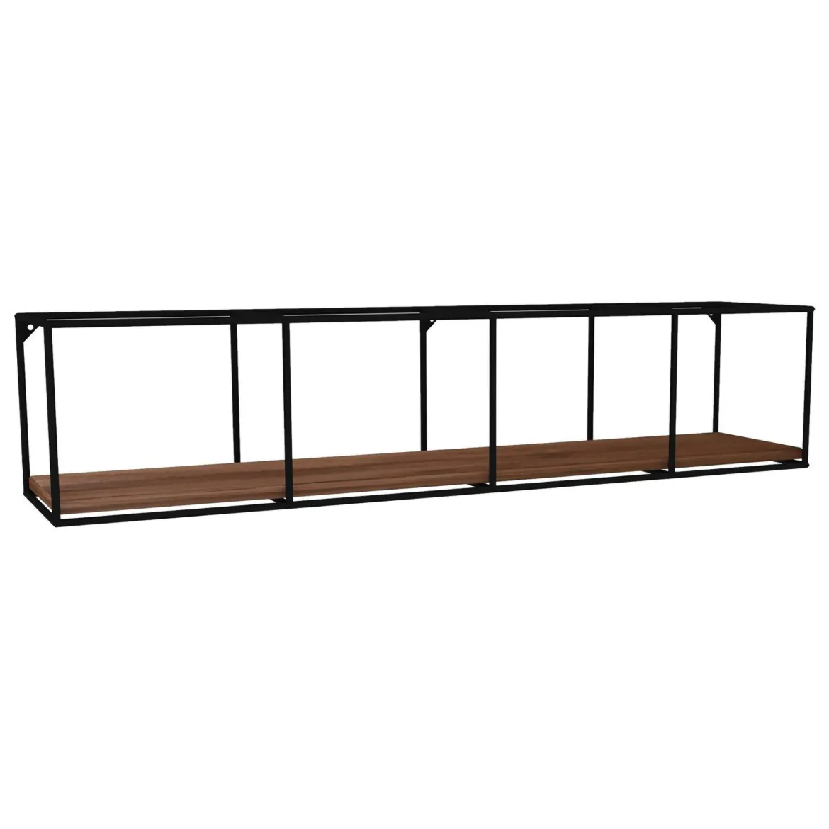 Mensola Marrone Noce Scuro Nero un Ripiano Colore Struttura Nero 120x30x30h cm, Materiale Struttura in Metallo - Cis