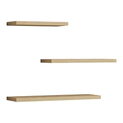 Mensola Marrone Rovere Chiaro 3 Ripiani set da 3 Mensole 30x2x14h cm, Sfumatura Colore Struttura Rovere Chiaro - Roscigno