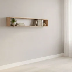 Mensola Marrone Rovere Grigio Tortora 2 Ripiani 150.5x19.5x31.5h cm, Portata Ripiani 5 - Valdieri