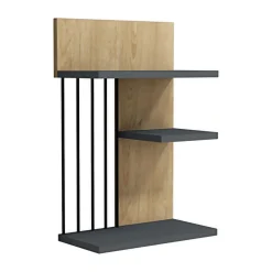 Mensola Marrone Rovere Nero Antracite 3 Ripiani Colore Struttura Nero 40x21x60h cm, Sfumatura Colore Struttura Rovere - Pensilis