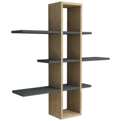 Mensola Marrone Rovere Nero Antracite 3 Ripiani Colore Struttura Nero 96x20x101h cm, Sfumatura Colore Struttura Rovere - Erbe