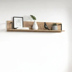 Mensola Marrone Rovere Nodi Nero un Ripiano 137.5x21x24h cm, Portata Ripiani 5 - Oriolo
