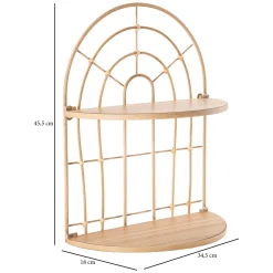 Mensola Marrone Rovere 2 Ripiani Finitura in Rattan 35x18x46h cm, Sfumatura Colore Struttura Rovere - Daleka