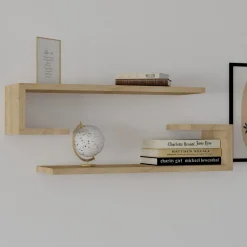 Mensola Marrone Rovere 2 Ripiani set da 2 Mensole 60x20x15h cm, Sfumatura Colore Struttura Rovere - Siligo
