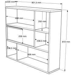 Mensola Marrone Rovere 5 Ripiani Fatto a Mano, in Legno di Abete 40x10x37h cm, Sfumatura Colore Struttura Rovere - Montauro