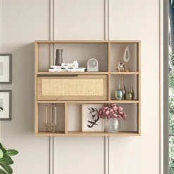 Mensola Marrone Rovere 5 Ripiani Fatto a Mano, in Legno di Abete 40x10x37h cm, Sfumatura Colore Struttura Rovere - Montauro