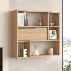 Mensola Marrone Rovere 5 Ripiani Sfumatura Colore Struttura Rovere 90x22x81h cm, - Roiate