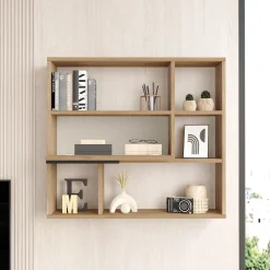 Mensola Marrone Rovere 6 Ripiani Sfumatura Colore Struttura Rovere 70x20x69h cm, - Riva