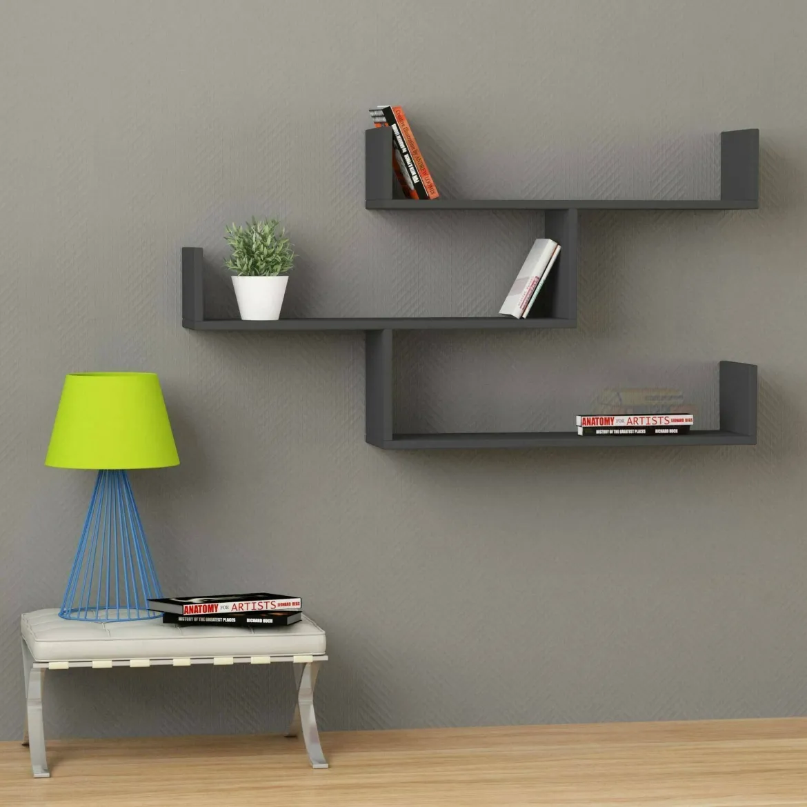 Mensola muro 22x122cm antracite - Amang