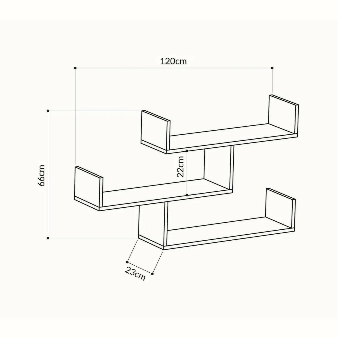 Mensola muro 22x122cm antracite - Amang