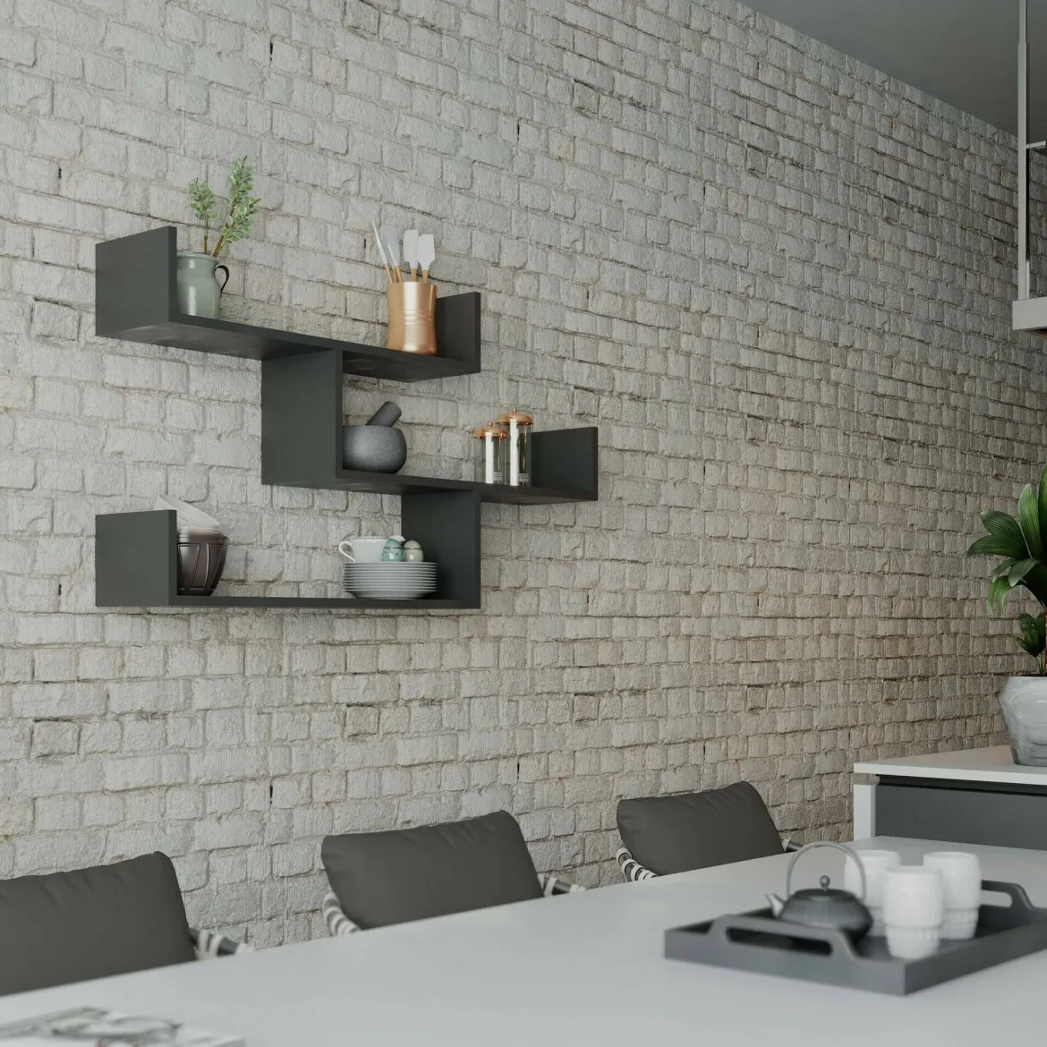 Mensola muro 22x122cm antracite - Amang