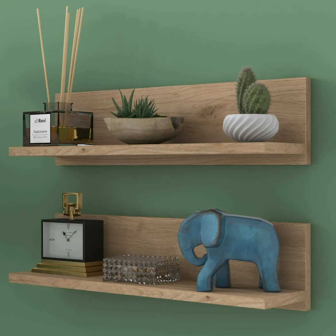 Mensola muro 13x60cm noce e bianca - Nebbia