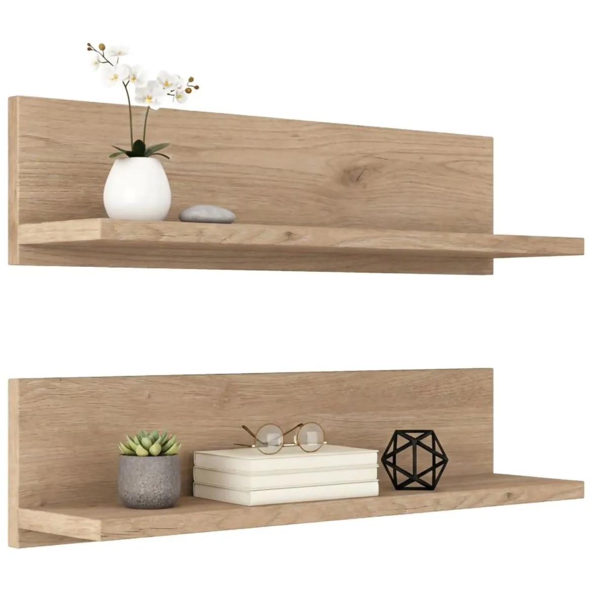 Mensola muro 13x60cm noce e bianca - Nebbia