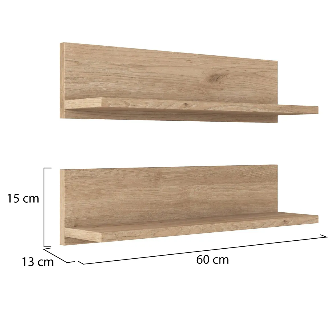 Mensola muro 13x60cm noce e bianca - Nebbia