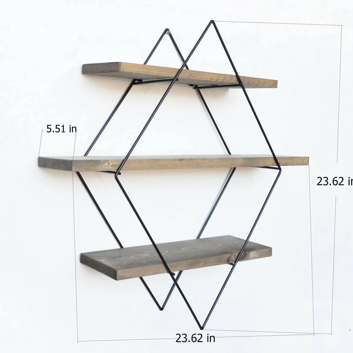 Mensola muro 14x60cm noce e nera - Rozasanina