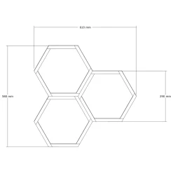 Mensola Nero Antracite Giallo 3 Ripiani Effetto Geometrico 58x9x38h cm, Colore Struttura Giallo - Bulciago