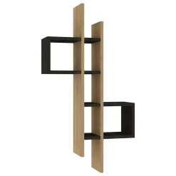 Mensola Nero Antracite Marrone Rovere 8 Ripiani Colore Struttura Marrone 54x20x108h cm, Sfumatura Colore Struttura Antracite - Cupello