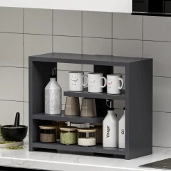 Mensola Nero Antracite 3 Ripiani set da 3 60x15x2h cm, Sfumatura Colore Struttura Antracite - Meina