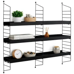 Mensola Nero 3 Ripiani 98x21x100h cm, - Scurelle