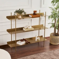 Mensola oro 3 Ripiani 120x34x106h cm, - Quirino