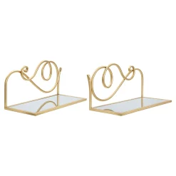 Mensola oro Trasparente 2 Ripiani Materiale Struttura in Vetro 42x18x21h cm, Colore Struttura Trasparente - Telavi