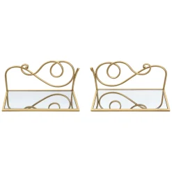 Mensola oro Trasparente 2 Ripiani Materiale Struttura in Vetro 42x18x21h cm, Colore Struttura Trasparente - Telavi