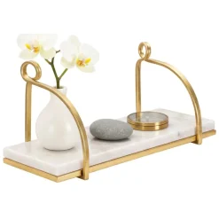 Mensola Paci, 40x16 h18 cm, Bianco e Oro
