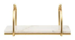 Mensola Paci, 40x16 h18 cm, Bianco e Oro