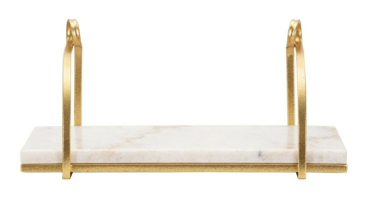 Mensola Paci, 40x16 h18 cm, Bianco e Oro