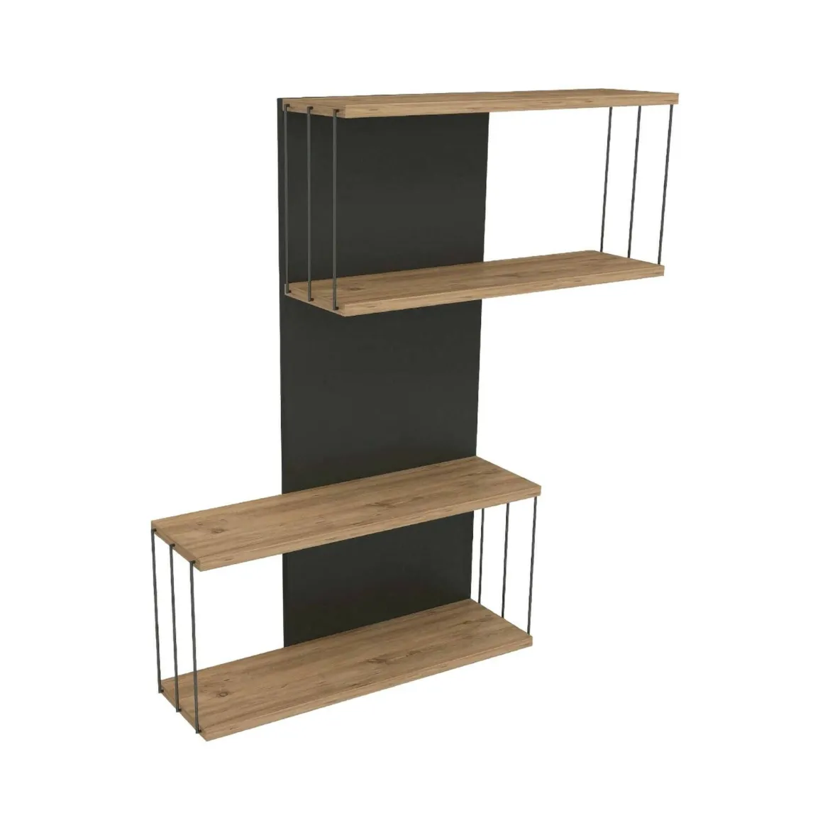Mensola parete 19x65cm antracite e rovere - Gerolama