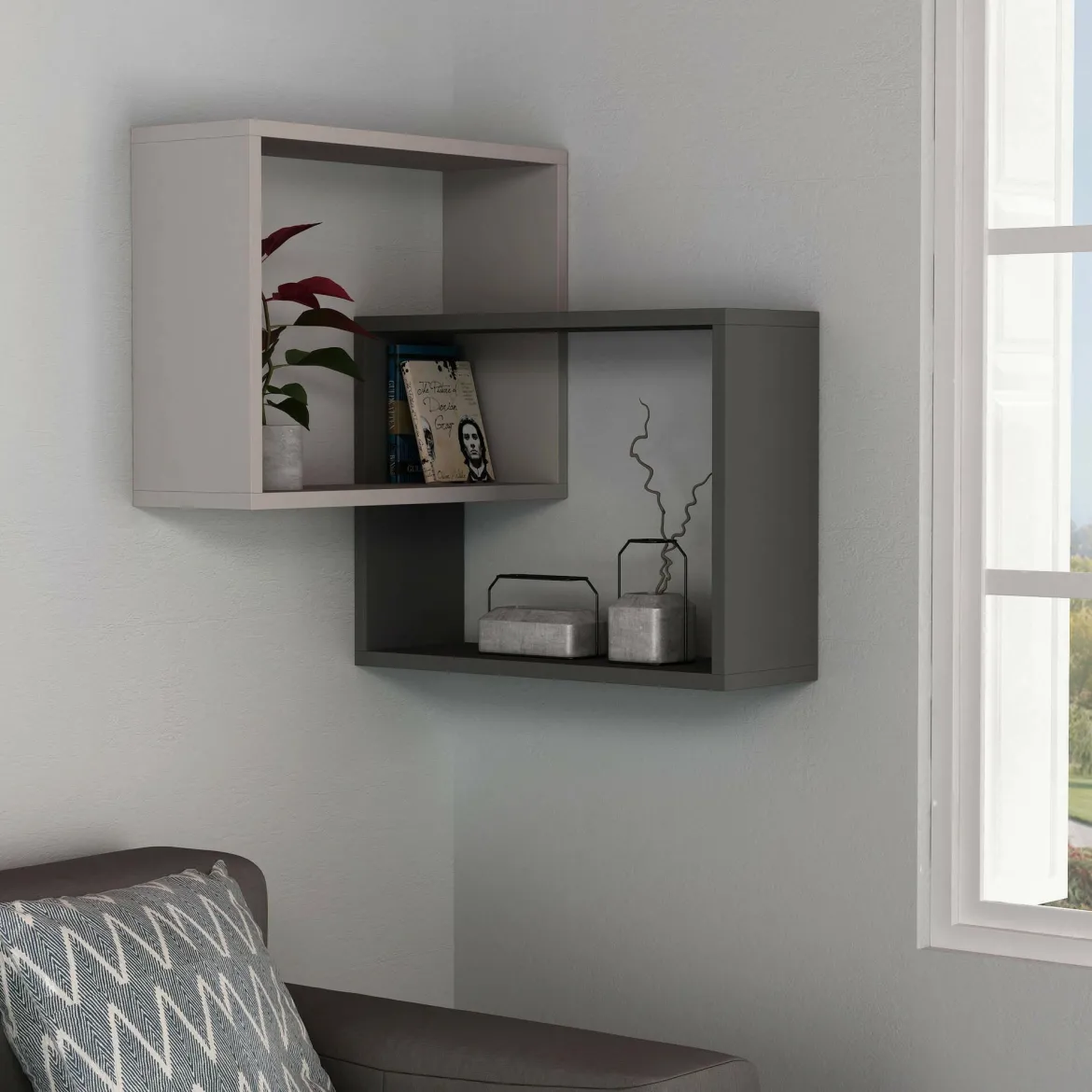 Mensola parete 60x68cm beige e antracite - Fiandra