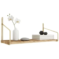 Mensola parete 16x45cm oro e marrone - Sepat