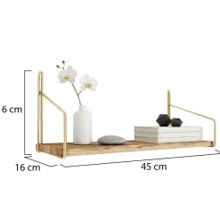 Mensola parete 16x45cm oro e marrone - Sepat