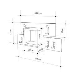 Mensola porta abiti 68x32h cm 6 posti marrone e beige - Jimena