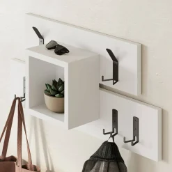 Mensola porta abiti 68x32h cm 6 posti marrone e beige - Jimena