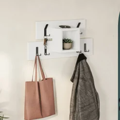 Mensola porta abiti 68x32h cm 6 posti marrone e beige - Jimena