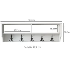 Mobile appendiabiti 120x37h cm 5 posti bianco - Egay