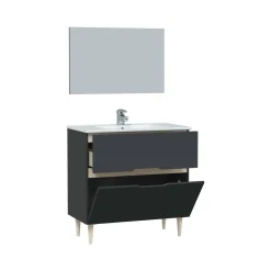 Mobile bagno con specchio 80x45x80h cm antracite e rovere - Avona
