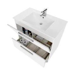 Mobile bagno resistente 2 cassetti 80x80x45h cm bianco lucido - Abel