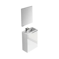Mobile bagno sospeso con specchio 40x58x22h cm bianco lucido - Akamaru