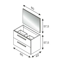 Mobile bagno sospeso con specchio 80x57x45h cm cemento - Albino