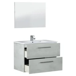 Mobile bagno sospeso con specchio 80x57x45h cm cemento - Albino