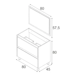Mobile bagno sospeso con specchio 80x80x45h cm rovere - Abissalino