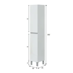 Mobile colonna 2 ante 30x182h cm bianco lucido - Noru