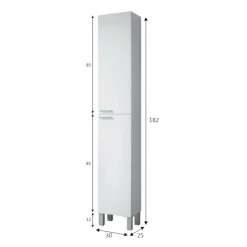 Mobile colonna bagno classico 2 ante 30x182h cm bianco lucido - Ark